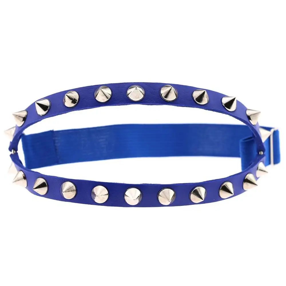 dark blue Для женщин девушки сексуальные Harajuku из искусственной кожи с регулируемым размером пояс с резинками подтяжки; ботильоны с заклепками в стиле «панк» ножное кольцо портупея - Цвет: dark blue
