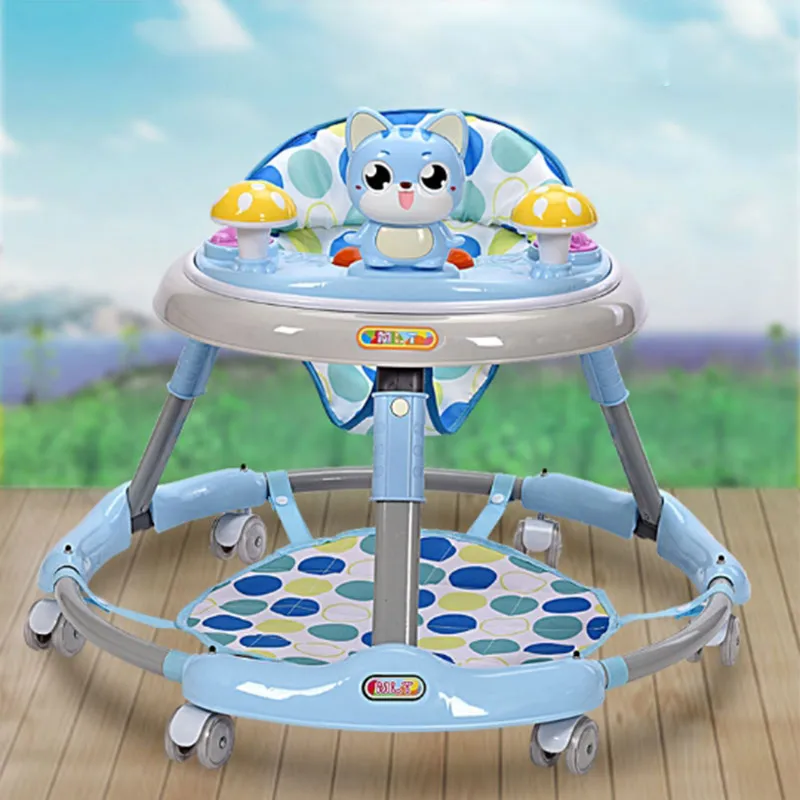 Blue with foot pad Ходунки для малышей с колесами, ходунки для детей, ходунки для малышей, ходунки для детей, Обучающие детские ходунки, музыкальный баланс, Andador - Цвет: Blue with foot pad