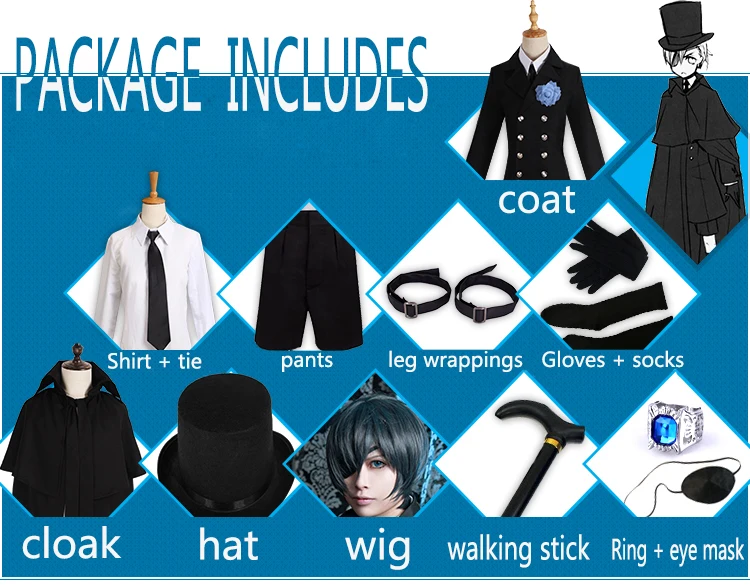 Черный Батлер костюм для косплея фантастический черный CM255|cosplay costume|cosplay ciel