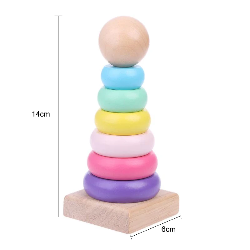 Macaron color Радуга укладки кольцо башня Stapelring блоки Детские Монтессори игрушки раннее образование учебные принадлежности дерево Малыш игрушка GYH - Цвет: Macaron color