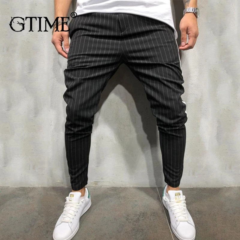 Дропшиппинг Gtime/Мужская мода полосатые штаны Новые повседневные Тонкий Фитнес