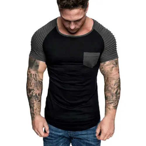 Мужская облегающая футболка с круглым вырезом коротким рукавом Летние