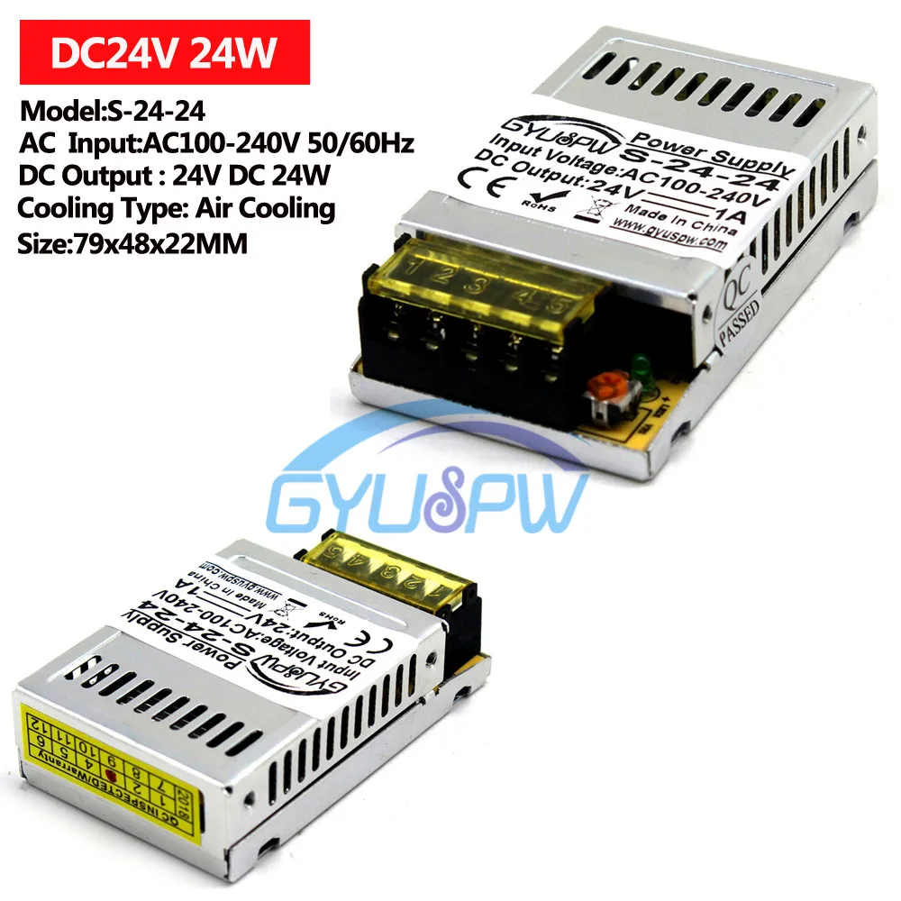 Светодиодный импульсный источник питания DC12V DC24V 15 Вт 24 Вт 36 Вт 48 Вт 60 Вт 72 Вт 100 Вт 120 Вт источник питания трансформатор переменного тока в постоянный ток 12 в 24 В SMPS