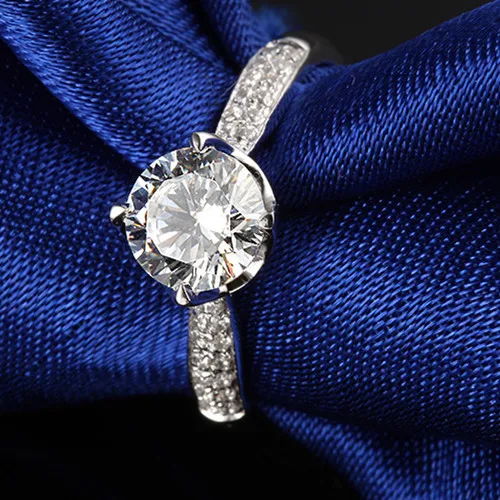 

Test Positive Novel Design Promotion Gold Jewelry 1CT Real Moissanite Diamond Ring AU750 Moissanite 18K White Gold Engagement