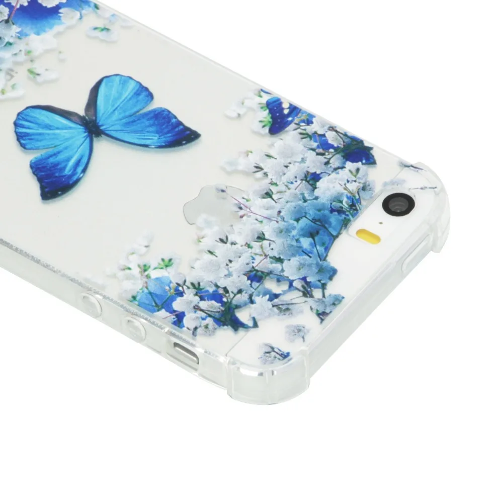 Чехол с животным цветочным узором чехол для iPhone 5 5S SE 6 6s plus Мягкий защитный из ТПУ 7