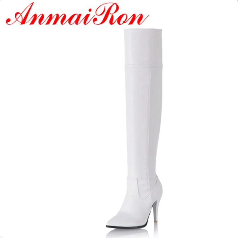 ANMAIRON Over-the-knee Boots Shoes Woman White Size 34-43 Zippers Long Winter Platform High Heels | Обувь
