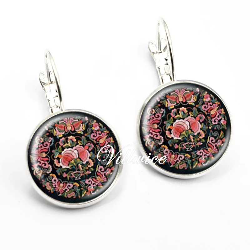 Винтажные серебряные цветные серьги увеличивающие дату художественные с