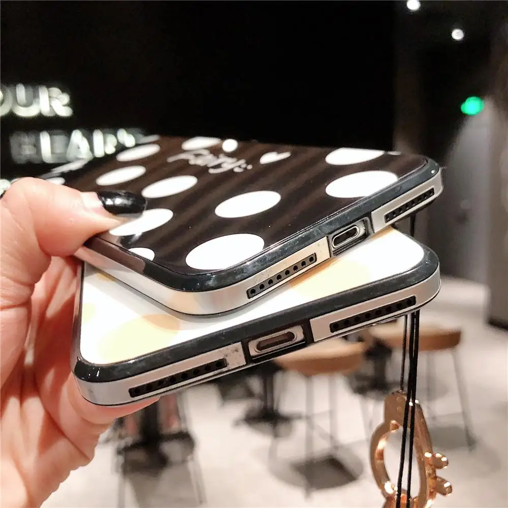 Kuulee For iPhone 6 plus/6S plus Fashion Wave Point Pattern Color Edge Soft Glass Full Protection Anti-falling Phone Case |