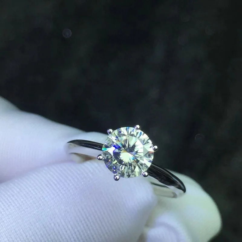 1 карат ct свадебное кольцо с бриллиантом Муассанит Оригинальное 18K 750 белое золото