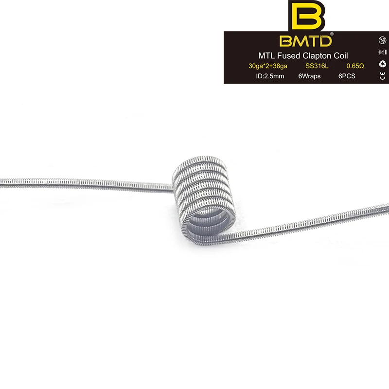 Сверхтонкий DIY MTL Предварительно Построенная катушка Ni80/A1/SS316L Плавленая катушка clapton mtl для manta RTA TANK/RDA/RDTA
