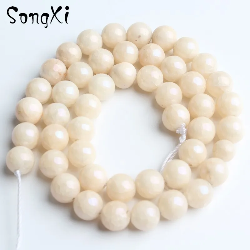 Wholesale Yellow Electroplated Stone Round Loose Beads for Jewelry Making 4 6 8 10 12mm Diy Bead Bracelet Necklace Beadwork 15'' |