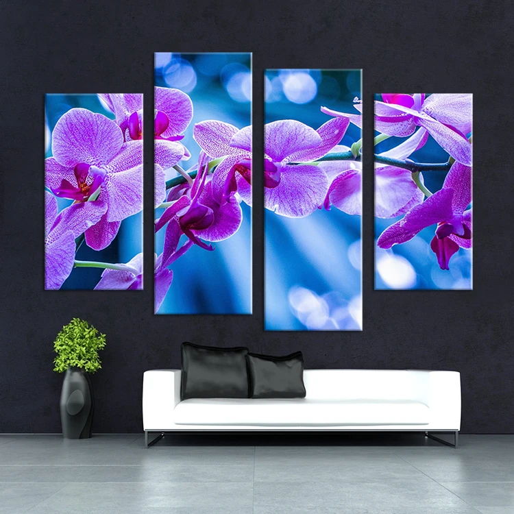4 шт. фиолетовые цветы набор для гостиной настенная живопись Печать на холсте