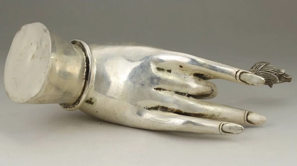 Китай старый белые Медь ручная работа Резной орнамент Будды kwan инь