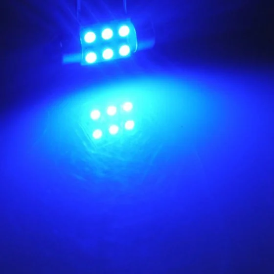2x C5W LED 6 SMD 31MM Xenon Bulb Lamp shuttle Ceiling Dome Light Blue 12V DC | Освещение