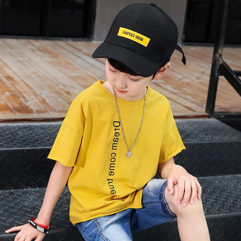 Boy T Shirts For Children Summer Cotton Kids T-shirt 2019 Casual Letter Print O-neck Tops 4-9 Years Autumn Boys Tshirts | Мать и ребенок
