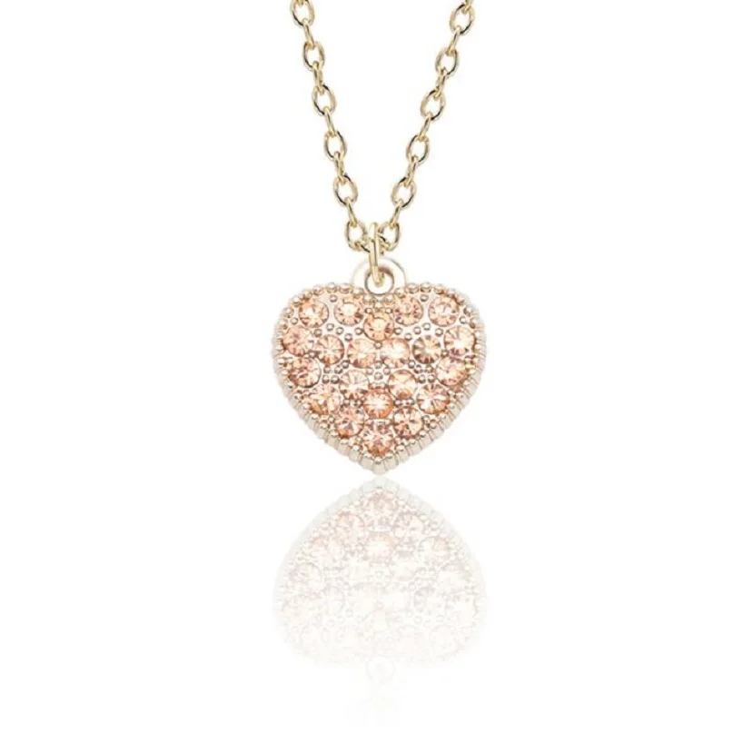 Exquisite fashion simple alloy rhinestone love necklace multi-color full heart DIY heart-shaped cute hanging | Украшения и