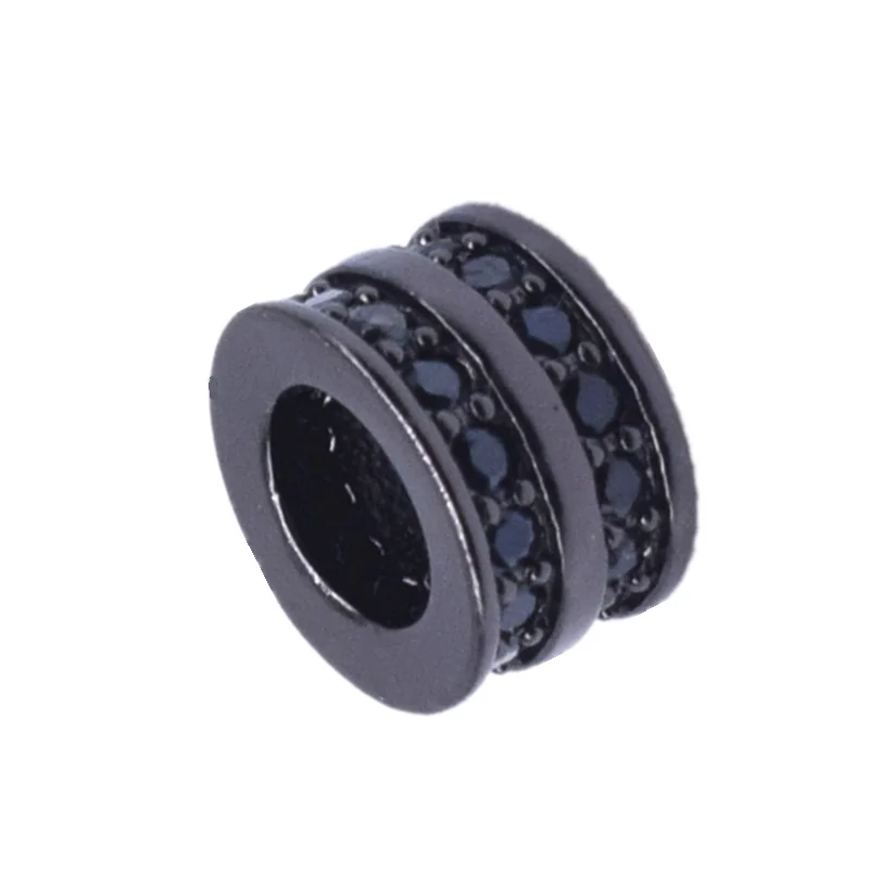 Двухрядные медные шармы с черным цирконием 8 мм для самостоятельного