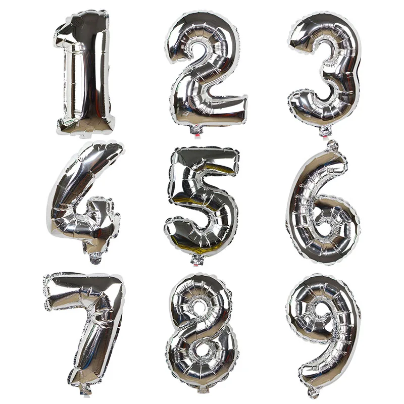 1 шт фольгированные воздушные шары с цифрами на день рождения, воздушные шарики для свадебного украшения, вечерние шарики для детского праздника, Рождественский шар - Цвет: Серебристый