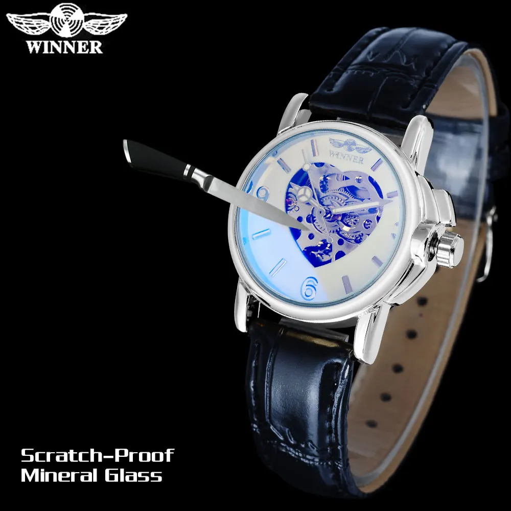 Часы скелетоны женские с арабскими цифрами на кожаном ремешке|watch genuine leather|leather