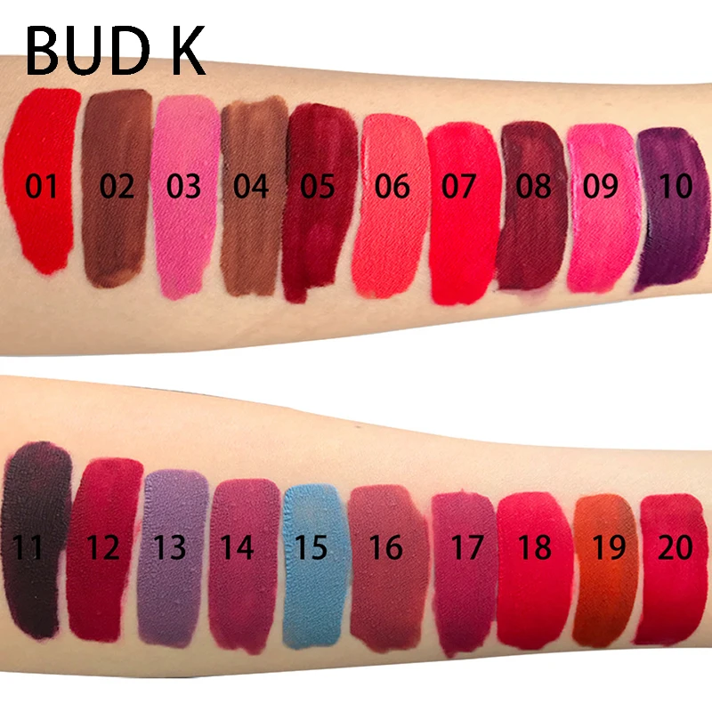 New BUD K 20 Colors Matte Liquid Lipstick Waterproof Long Lasting Lip Gloss Moisturizer Smooth Stick Cosmetic Beauty Makeup |