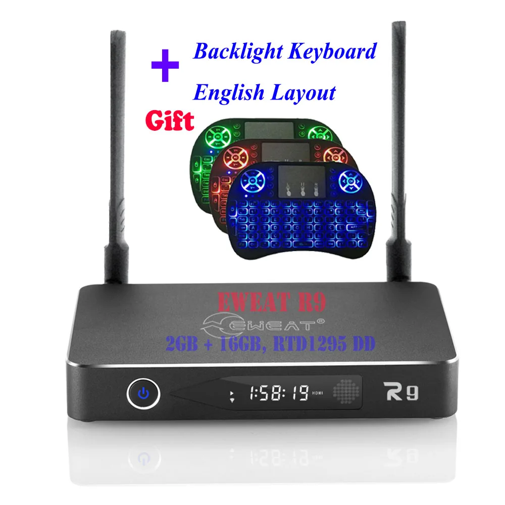 ТВ приставка Eweat R9 16 ГБ PK X96 X92 H96 Pro + Android 6 0 3D 4K BD iso realtek RTD 1295 Cortex A53 2 4G/5 8G двойной Wi Fi 3 5