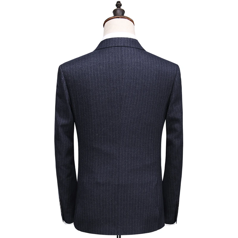 Plyesxale Для мужчин s двубортный костюм 2018 Slim Fit вертикальный в полоску 5XL размера
