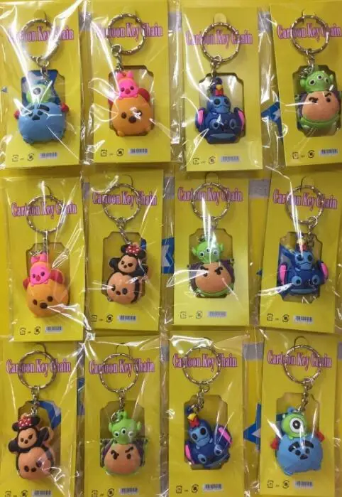 Оптовая продажа Смешанные 12 шт./компл. мультфильм ЦУМ Микки Минни 3D Брелки DIY