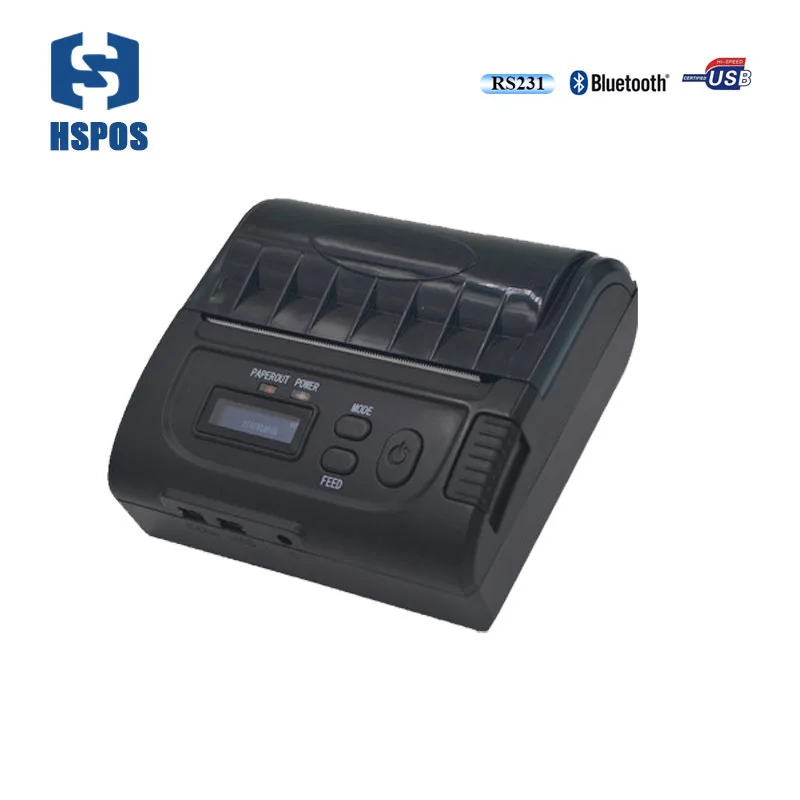 Pos handheld 3 inch mobile phone receipt printer usb rs232 bluetooth android port with LCD display easy to open the cover HS-85A |