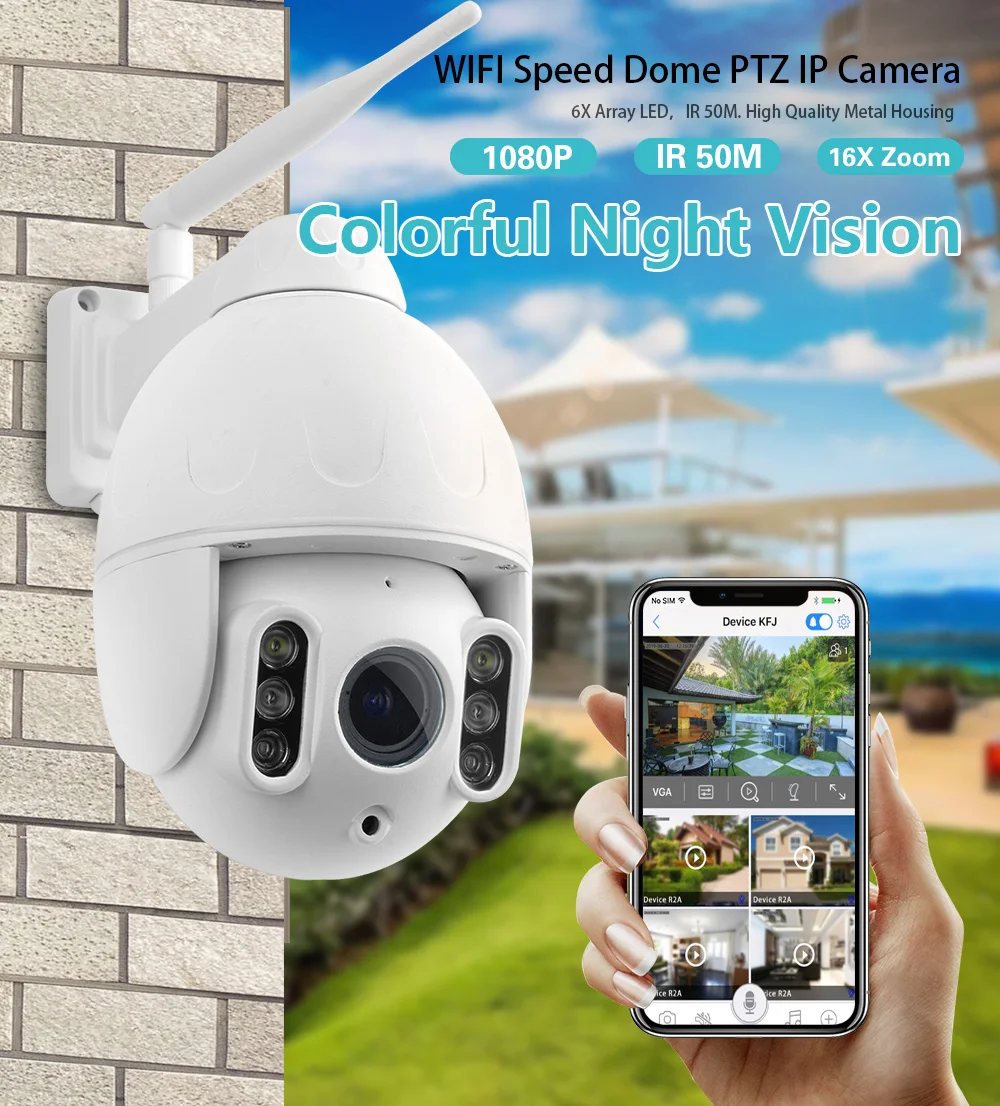 16X зум уход за кожей лица автоматическое слежение за Wi-Fi 1080P PoE IP PTZ IP Камера P2P 2-полосная аудио CCTV уличная Обнаружение движения Ночное видение ИК 50 м