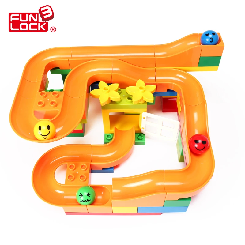 

Funlock Duplo 33 pcs Marble Run Funny Plastic Slide Toys Blocks Creative Building Set Educational Gift for Children Kids