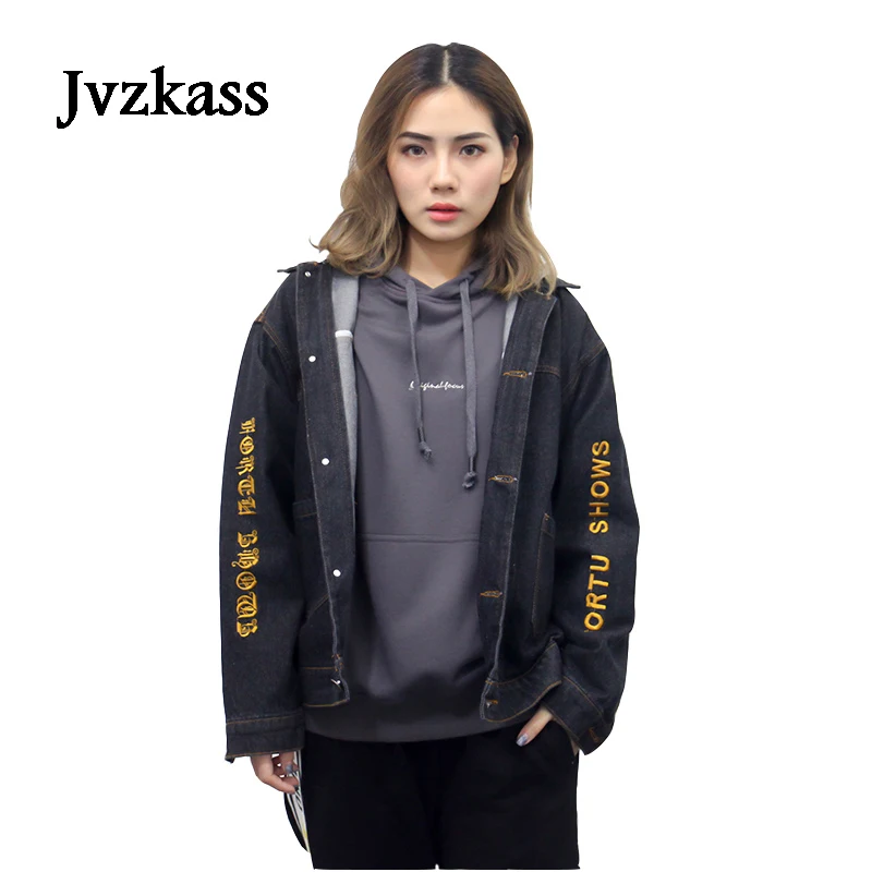 Куртка женская Jvzkass черная с капюшоном для студентов на весну и осень куртка