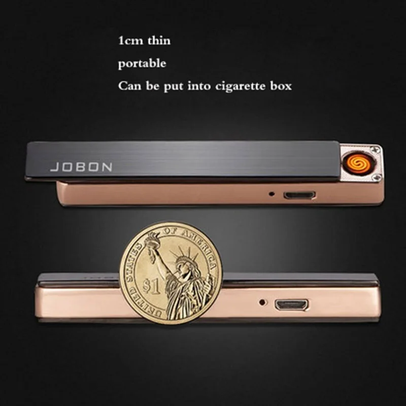1 шт. Мини Портативный JOBON USB перезаряжаемая зарядка ветрозащитная беспламенная без газа электронная импульсная дуговая сигарета зажигалка