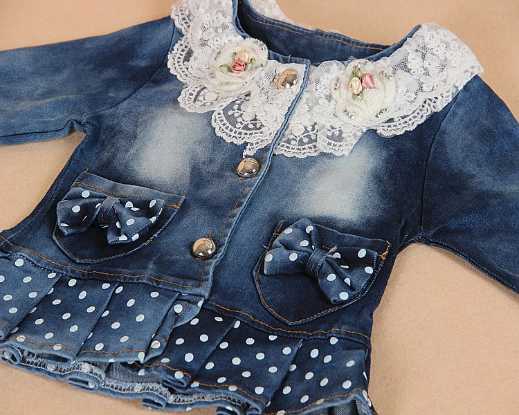 Детская одежда для девочек Весна и осень джинсовая куртка Майка с капюшоном