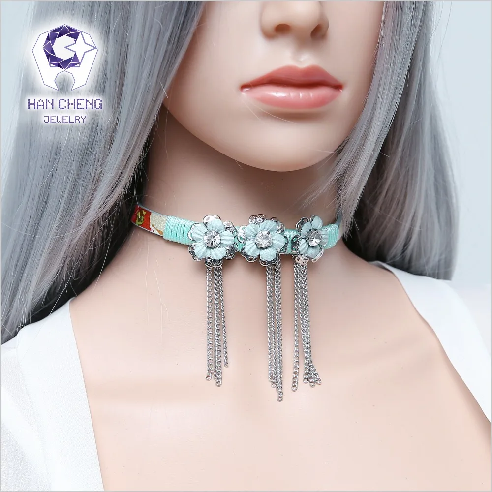 HanCheng Новая мода кисточкой PU ремень резной серебряной стороне горный хрусталь