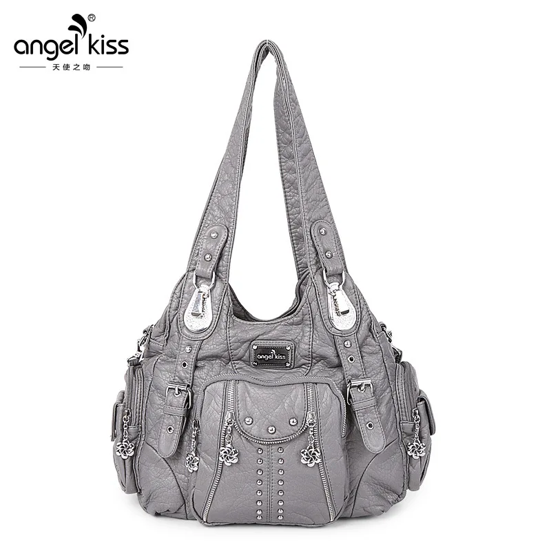 2019 high designer washed pu leather multi function large messenger crossbody bags chic travel shopping sling tote shoulder bags free global shipping