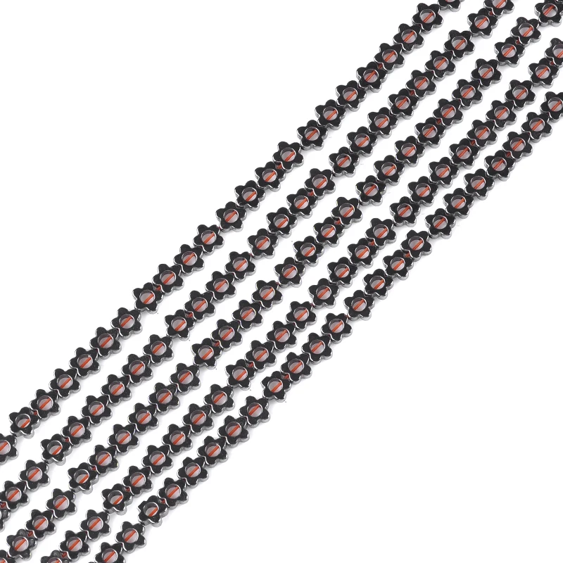 Бусины Из Гематита в форме пентаграммы круглые бусины с натуральным камнем для