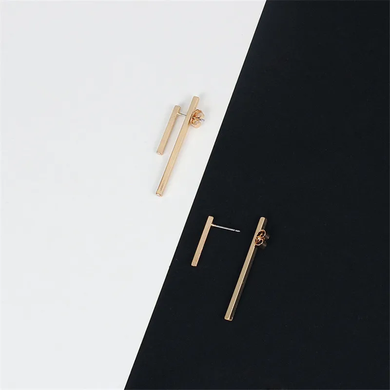 2018 Minimalism Women Geometry Ear Stud Earrings Gold Silver Color Punk Simple Bar Jewelry Brincos Bijoux | Украшения и