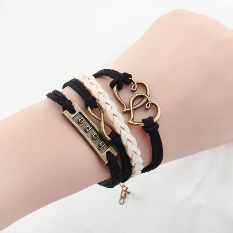 Кожаный браслет для мужчин pulseira couro создать магнитный bracciali uomo надежда любовь
