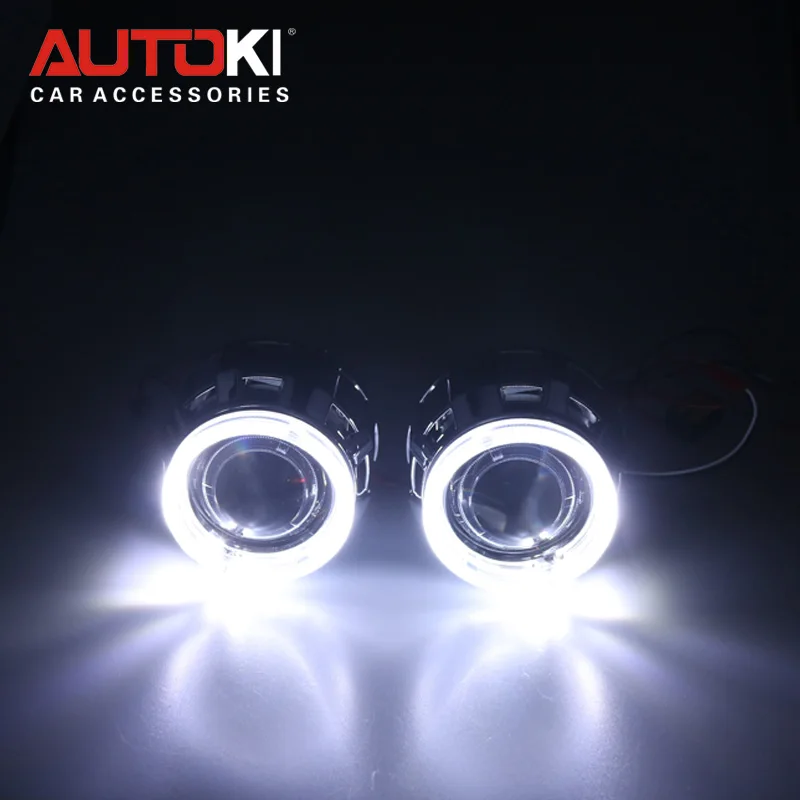 Autoki светодиодный Ангельские глазки+ Bi Xenon объектив проектора фар+ дьявольские глаза автомобиля модернизации DIY Габаритные огни Особенности 2,5 ''H4 H7
