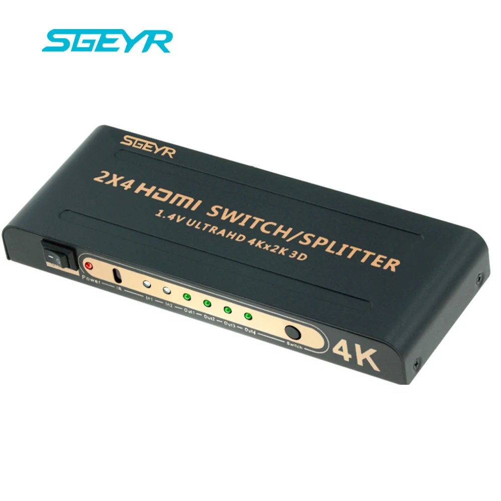 SGEYR 2x4 HDMI переключатель сплиттер 2 в 4 выхода 1 В коммутатор до Поддержка 4K x 2K 3D 1080P