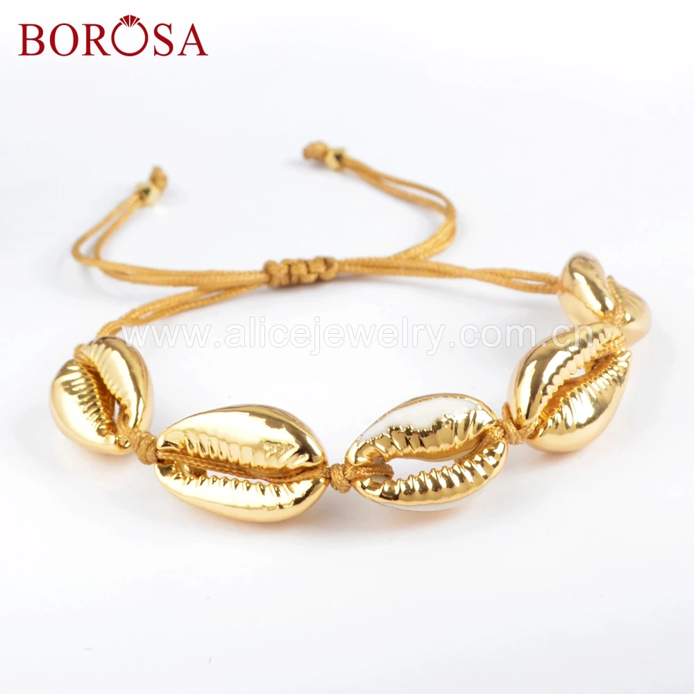 

Gold Color Natural Cowrie Shell Rope Bracelet for Womem Fashion Sea Shell Ankel Bracelets Jewelry Summer Beach Jewelry HD0002