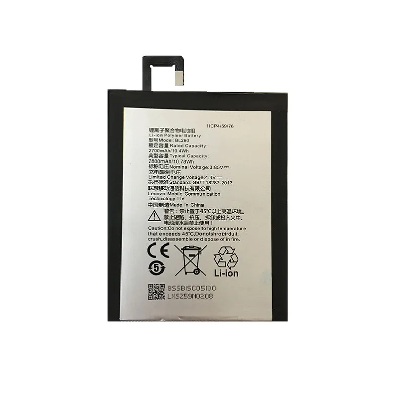 

100% Original High Quality 3.85V 2700mAh BL260 For Lenovo Vibe S1 Lite S1La40 Battery