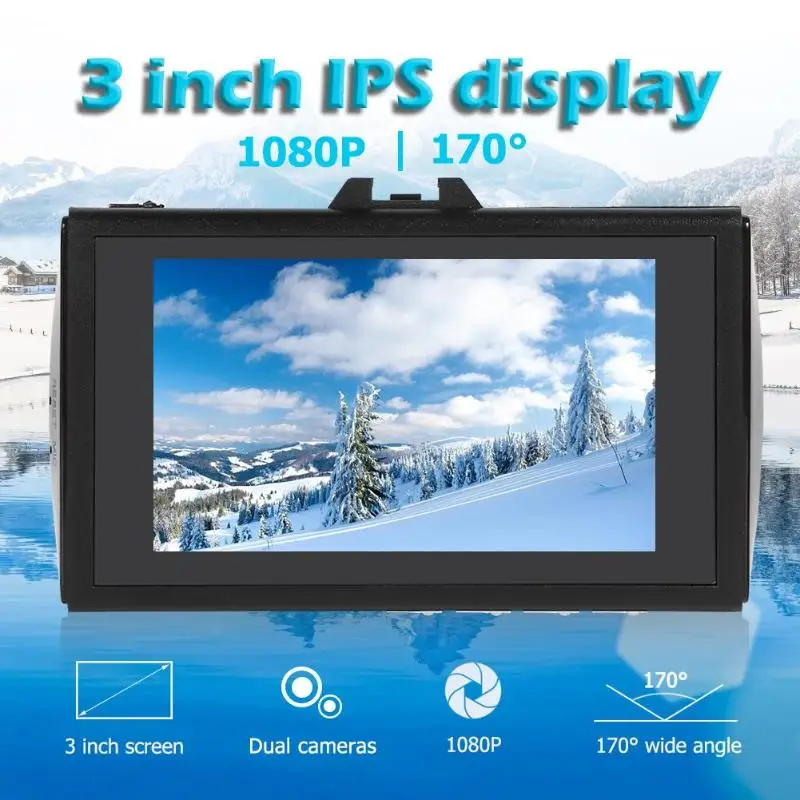 H9 1296p Автомобильный видеорегистратор камера с двумя объективами GPS слежение ADAS