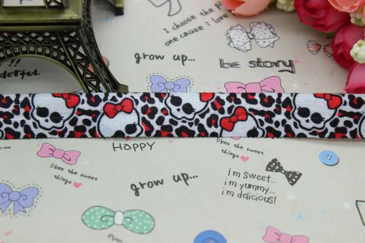 5/8 дюймов бесплатная доставка складная эластичная лента с принтом черепа монстра