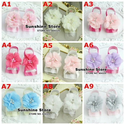 2015 Girls lace flowers baby shoes Rhinestone/pearl calcados infantis infant cute Boutique Barefoot Shoes #2X0209 10 pair/lot |