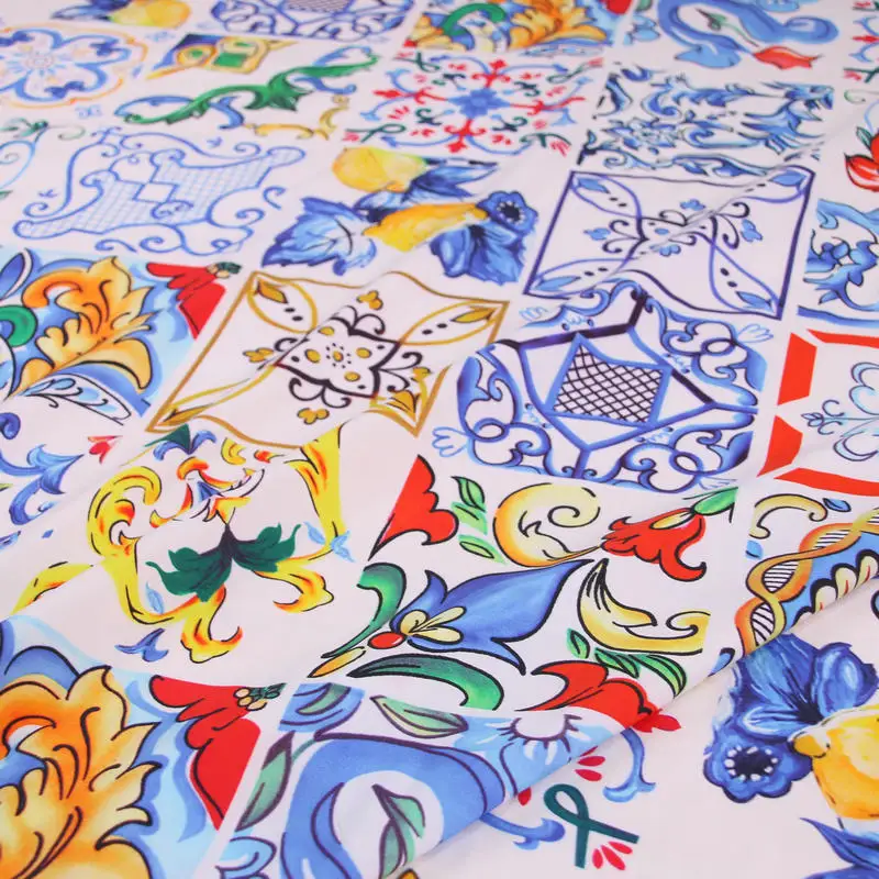 Sicilian majolica печатная Ткань 100% хлопок ткань для женщин детская одежда платье Шитье