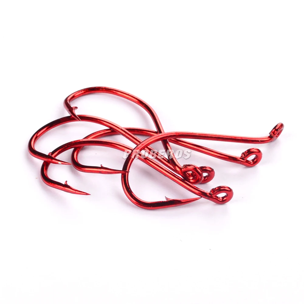 100 шт. красный Высокоуглеродистая сталь рыболовный крючок 1/0 #-8/0 #-6030 BAITHOLDER джиг