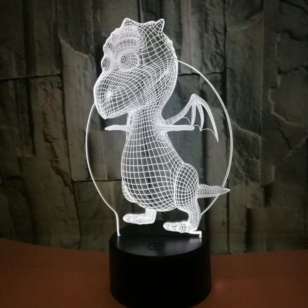 Милый динозавр 3D ночник с USB LED Настольная лампа Дистанционное Сенсорное