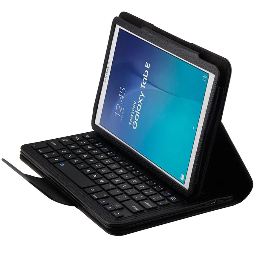 Bluetooth клавиатура 2 в 1 съемный Беспроводной чехол для Samsung Galaxy Tab E T560 T561 T565 планшет 9," из искусственной кожи кожного покрова - Цвет: Черный