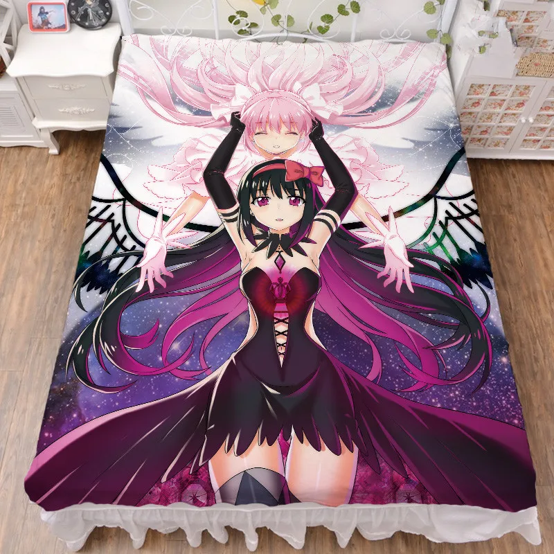 Аниме Puella Magi Madoka Magica Kaname Akemi Homura Miki Sayaka Простыня из молочного волокна и фланелевое